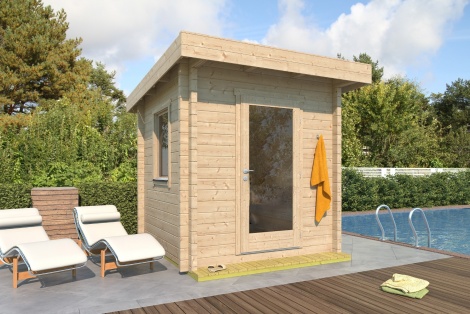 Wooden outdoor Sauna room LI 90 | 2.5 x 2.5 m (8'2'' x 8'2'') 90 mm