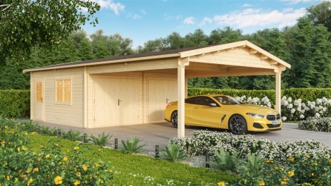 DOUBLE GARAGE AND CARPORT 44 for 4 vehicles | 10.6m x 5.3m (35' x 19' 6'') 44mm