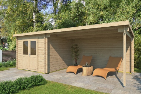 Garden shed with a veranda GENT 28 B | 6.7x2.8m (22'x9'2'') 28 mm