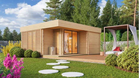 Sauna house with a spacious lounge GIOCOSO 70 | 6 x 5.4 m (19'8'' x 17'8'') 70 mm