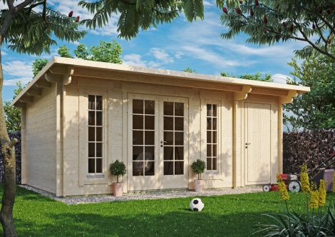 Garden cabin with an extra storage room JACOB 44 C + STORAGE | 5.7x3.6m (18'9''x11'10'') 44 mm