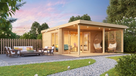 POPULAR | Modern Timber Cabin With a Terrace KAARLO 44 | 6m x 6.8m (19' 7'' x 22' 4'') 44mm