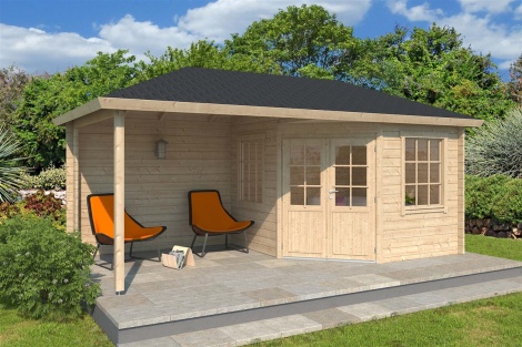 Garden Shed with a Veranda and a Double Door MAJA 28 | 5.5 x 2.8 m ( 18'1" x 9'2") 28 mm
