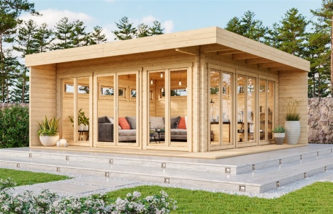 Contemporary wooden cabin MILA 44 | 6 m x 6 m (19'8'' x 19'8'') 44mm
