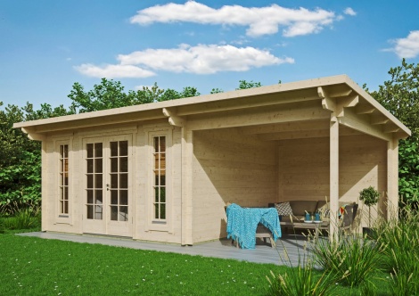Garden house with a veranda JACOB 44 C + TC | 6.9x3.6m (22'8''x11'10'') 44 mm