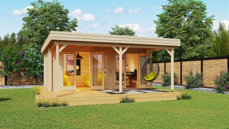 Garden Lounge with a veranda MILO 44| 5.5x6.5 m (18'1'' x 21'4'') 44 mm