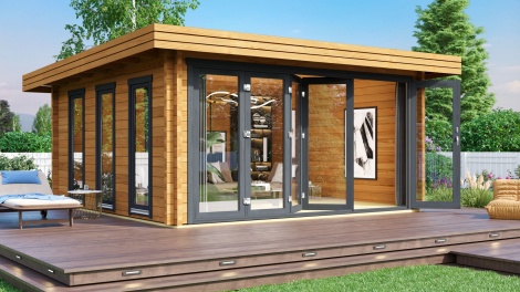 Garden House With Bi-Fold Doors EMMA 70 | 4.9 x 4.9 m (16'1'' x 16'1'') 44 mm