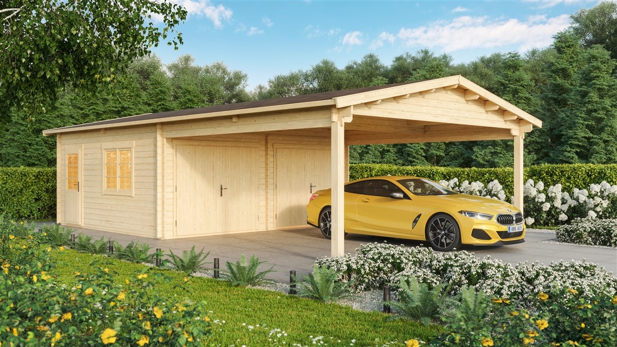 Double Garage And Carport 44 For 4 Vehicles 10 6m X 5 3m 35 X 19 6 44mm